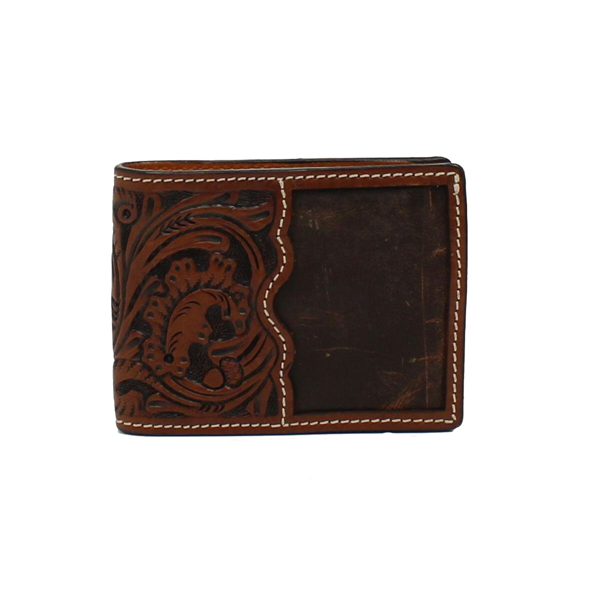 3D Bifold Floral Acorn Tooled Brown