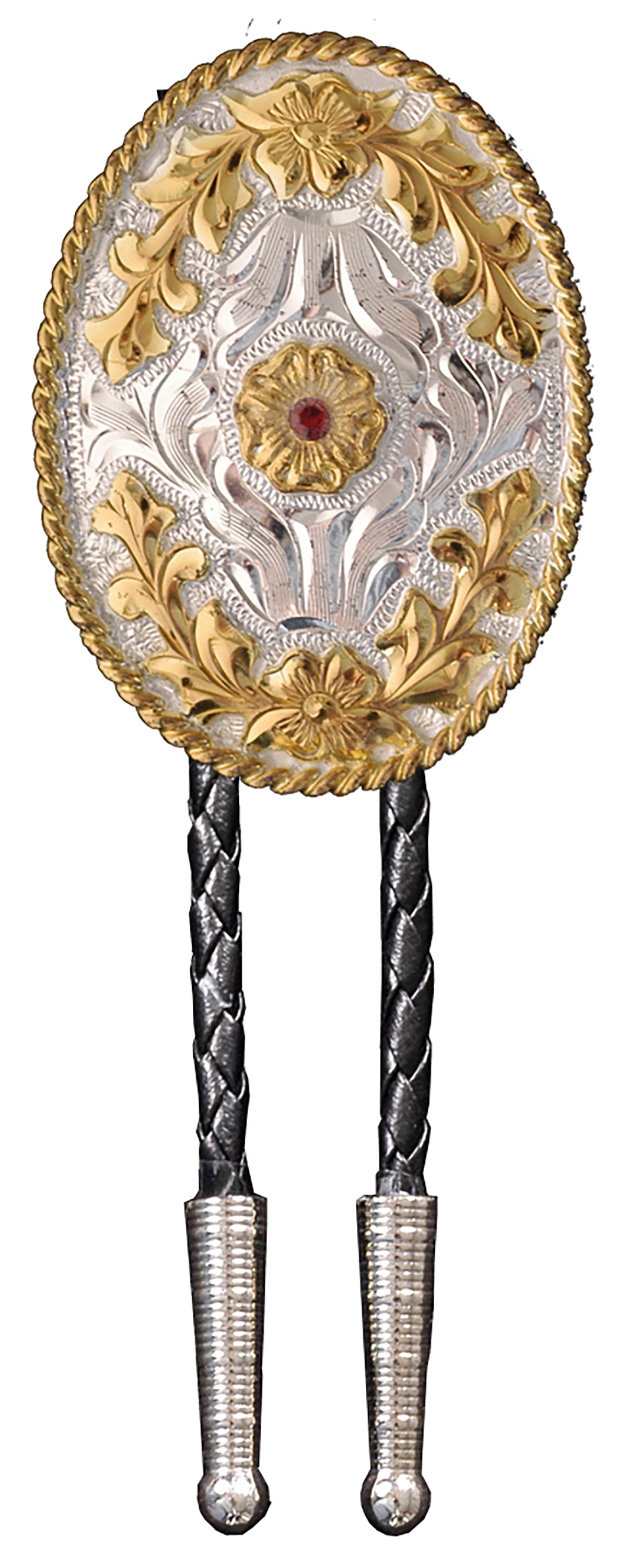 Oval with Gold Floral and Rope Edge