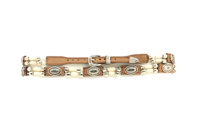 Genuine Leather Hatband with Bone Beads