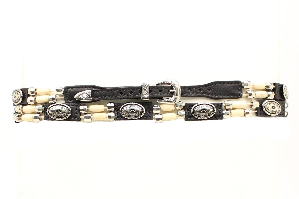 Genuine Leather Hatband with Bone Beads