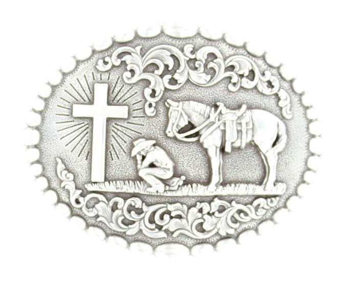 Nocona Oval Cowboy Prayer Buckle