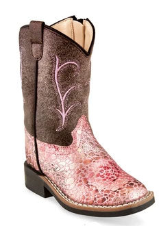 Antique Pink/Crackle Toddler Girls Faux Leather