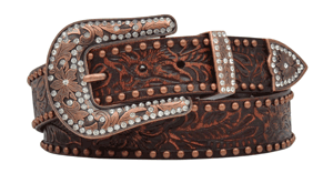 1 1/2" Dark Brown Embellished Belt