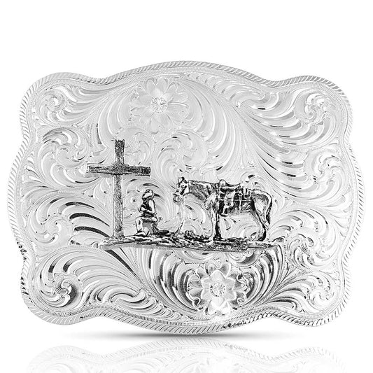 Simple Scalloped Silver Christian Cowboy